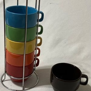 Set of 6 multicolored coffee cups